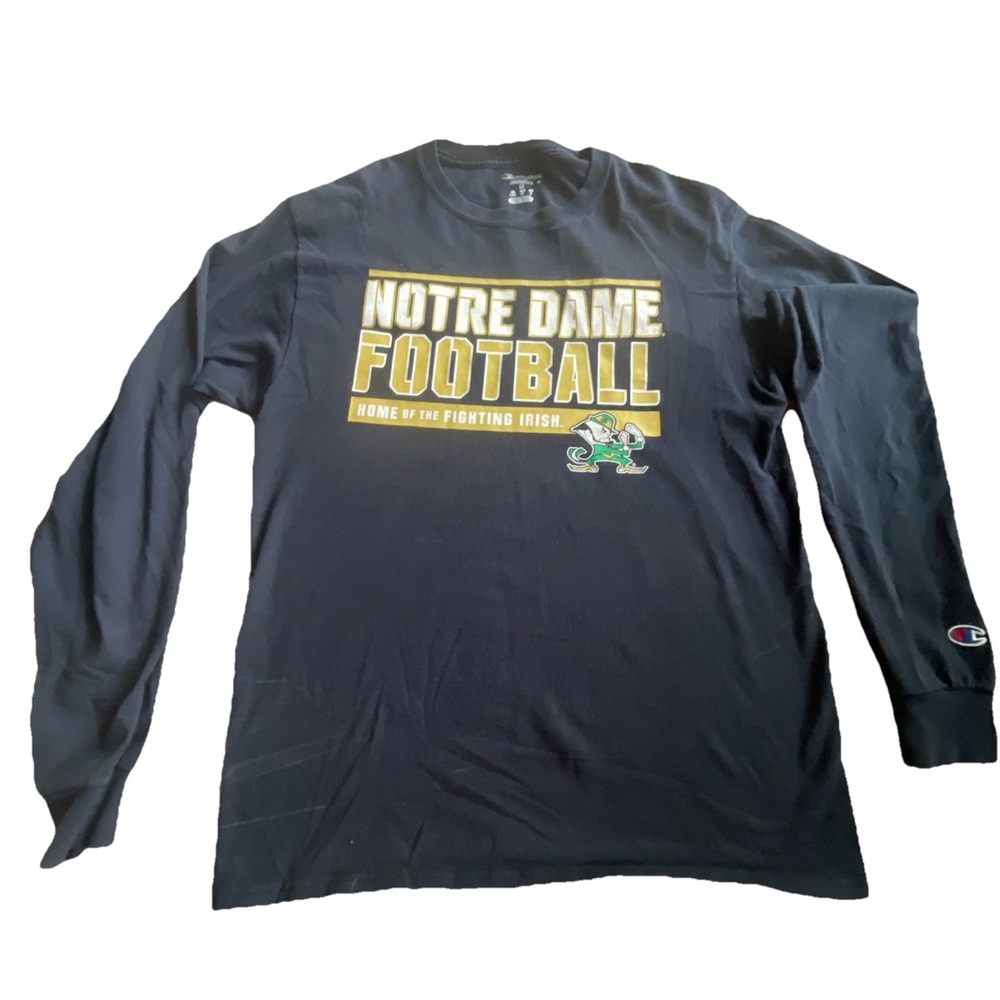 Note Dame Fighting Irish Champion Authentic Long Sleeve T-Shirt Adult Medium